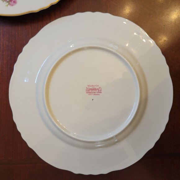 Syracuse China Victoria Federal Shape Plate Floral Rose Design 10.5" - Picture 4 of 7